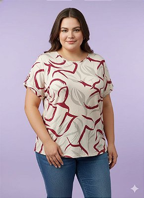 Blusa Manga Curta Visco Estampada 9014