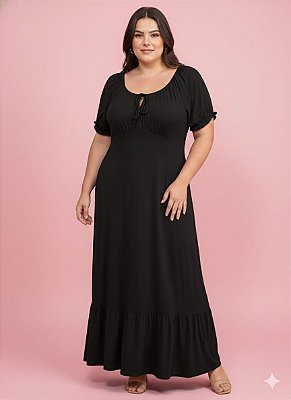 Vestido Manga Curta Ciganinha Longo Viscolinho VVC94