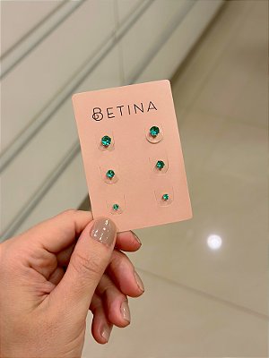 Trio Zircônias Redondas Turmalina Verde 5mm 4mm 3mm