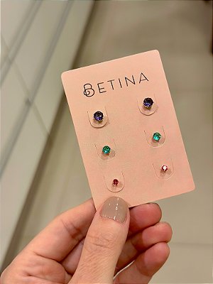 Trio Zircônias Redondas Multi Coloridas - Ametista 5mm Turmalina 4mm Fúcsia 3mm