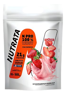 Whey Npro 900g Refil Morango Nutrata