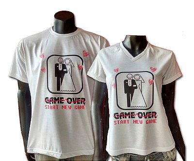Camisetas Noiva+Noivo Game Over/New Game