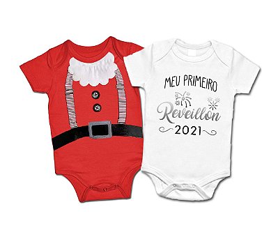 Kit com 2 body bebê Natal e Ano Novo