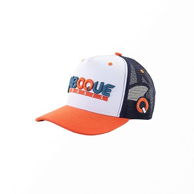 Boné Aba Curva Jaboque Trucker Azul Marinho, Branco e Laranja