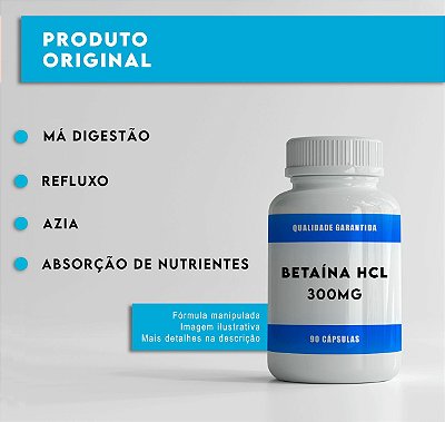 Cloridrato de Betaína HCl  300mg – 90 caps