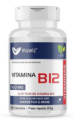 Vitamina B12 500mg - 60 caps - Muwiz