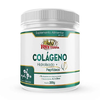 Colágeno Hidrolisado em Pó Sabor Natural - 200g - Rei Terra