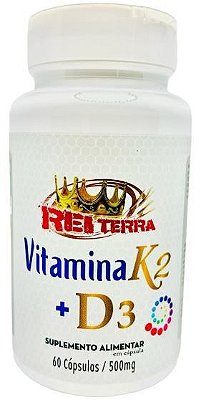 Vitamina K2 + D3 500mg – 60 caps – Rei Terra
