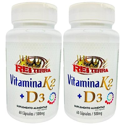 Kit Vitamina K2 + D3 500mg – 2 unidades – Rei Terra