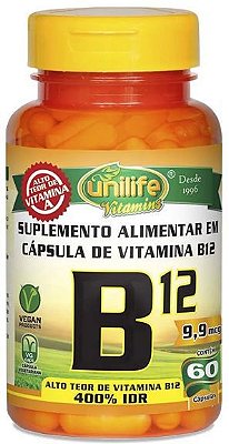 Vitamina B12 Cianocobalamina - 60 caps - Unilife
