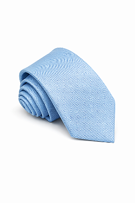 Gravata semi Slim 7cm Azul Feita no Brasil Cetim / Oxford