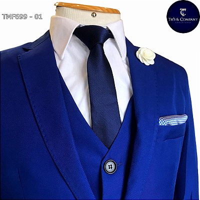 Terno Masculino Slim Fit Azul Royal Completo Corte italiano