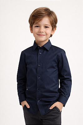 Camisa Infantil Masculina Manga Longa T&C Preta 100% Algodão