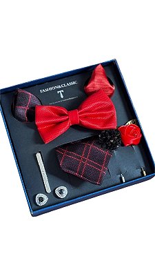 Kit de Gravata Masculina Premium em Microfibra – Elegância Completa para Todas as Ocasiões