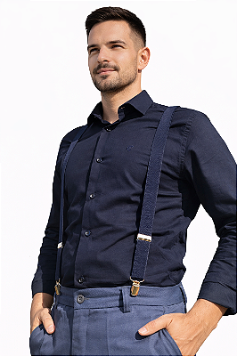 Suspensório Adulto Azul Marinho Unissex Noivos & Padrinhos