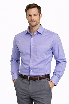 Camisa Masculina Social Roxa Manga Longa Diament