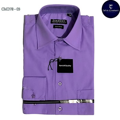 Camisa Masculina Social Roxa Manga Longa Diament