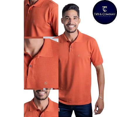 Camisa Pólo Terracota Piquet Premium 100% Algodão