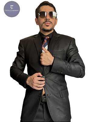 Terno Slim Masculino Preto Encerado PV T&C C. Italiano