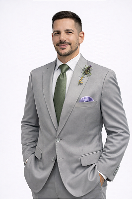 Terno Slim Masculino Cinza Médio Pespontado Corte Italiano Slim T&C CMFgray2025