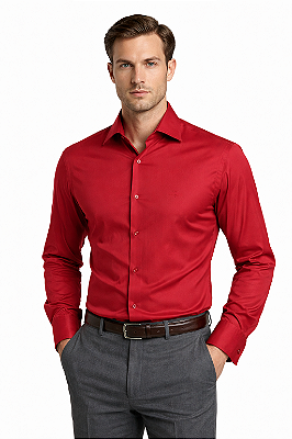Camisa Social Masculina Vinho de Fibra de Bambu - Sofisticação e Personalidade
