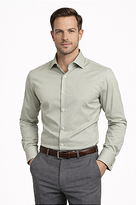 Camisa Social Masculina Cáqui de Fibra de Bambu – Conforto, Estilo e Sustentabilidade