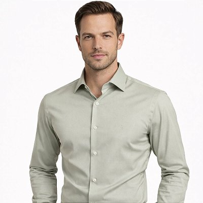 Camisa Social Masculina Cáqui de Fibra de Bambu – Conforto, Estilo e Sustentabilidade