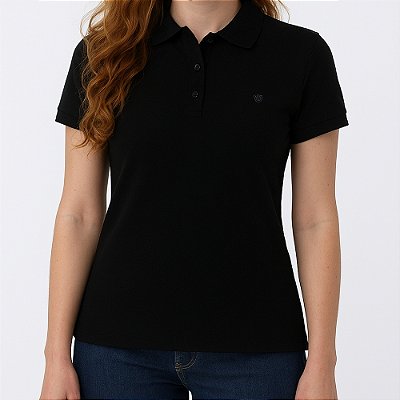 Camisa Polo Feminina Preta 100% Algodão – Conforto, Estilo e Qualidade Premium