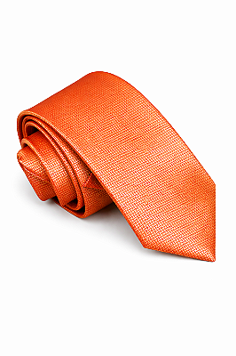 Gravata de Microfibra Laranjada Quadriculado
