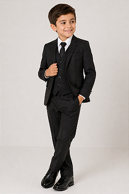 Terno Preto Infantil com Colete| Ties & Company