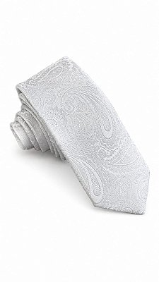 Gravata Prata Paisley-Coleção Exclusiva T&C