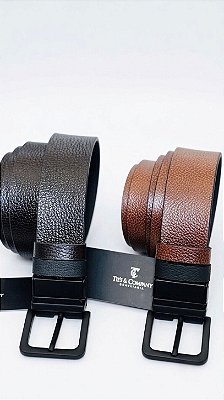 Cinto Masculino 100% Couro Dupla Face Reversível Preto e Pinhão