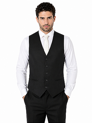 Colete Preto Slim Fit – Elegância Executiva Premium