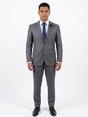 Terno Slim Cinza Chumbo com Calça de regulagem
