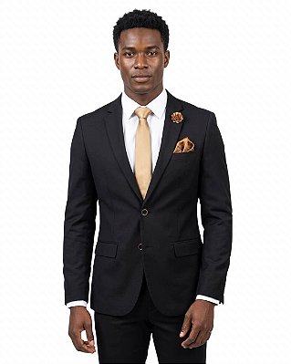 Terno Slim Preto com Calça de regulagem- Conforto e Sofisticação