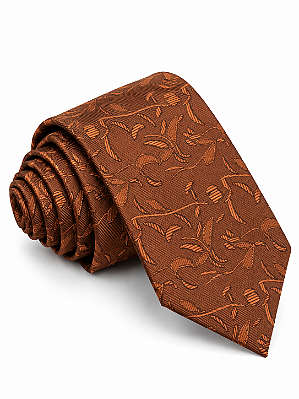 Gravata Masculina Marrom com estampa floral