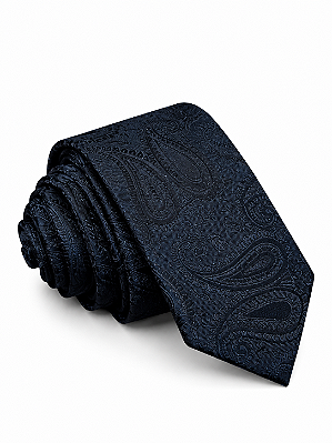 Gravata slim Preta Paisley