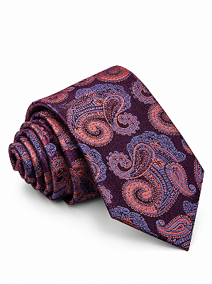 Gravata Masculina Paisley fuccia e Roxa