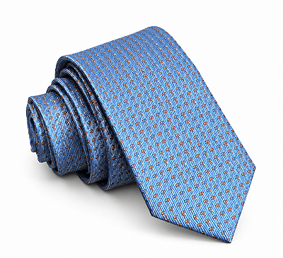 Gravata Masculina Azul-Clara com Microestampa e Detalhes em Cobre
