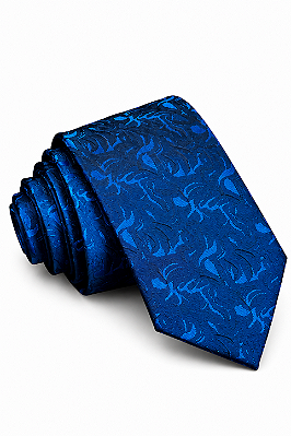 Gravata Masculina Azul-Marinho estampada em azul royal