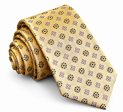 Gravata Masculina Amarelo-Oliva Estampada