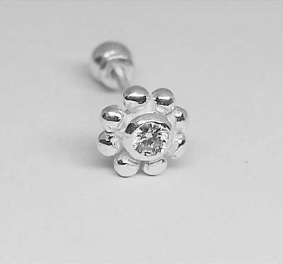Piercing margarida cravejado Tragus - Prata 925
