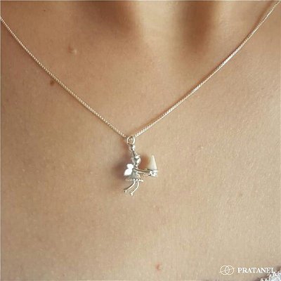 Pingente Fada do Dente com Corrente veneziana - Prata 925