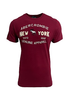 Camiseta Abercrombie Masculina NY 1892 Vinho