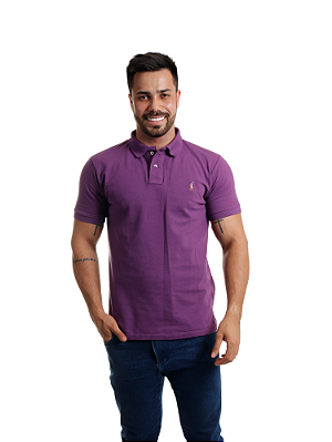 Polo Ralph Lauren Masculina Custom Fit Strong Cotton Coloured Roxa