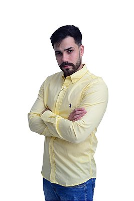Camisa Ralph Lauren Masculina Custom Fit Amarela