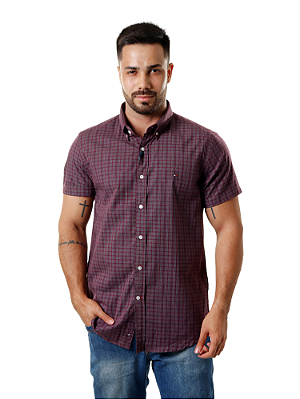 Camisa Tommy Hilfiger Masculina Manga Curta Regular Classic Poplin Branca 