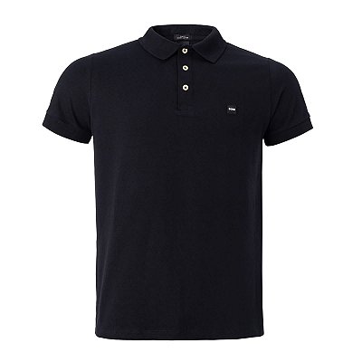 Polo Hugo Boss Masculina Rubber logo Preta