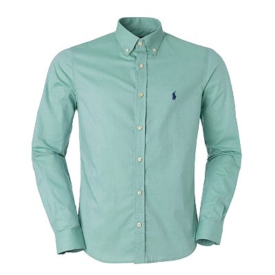 Camisa Ralph Lauren Masculina Custom Fit Oxford Verde