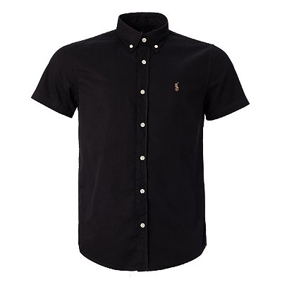 Camisa Ralph Lauren Masculina Manga curta Sarja Coloured Preta